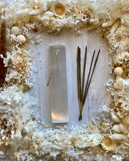 selenite incense holder