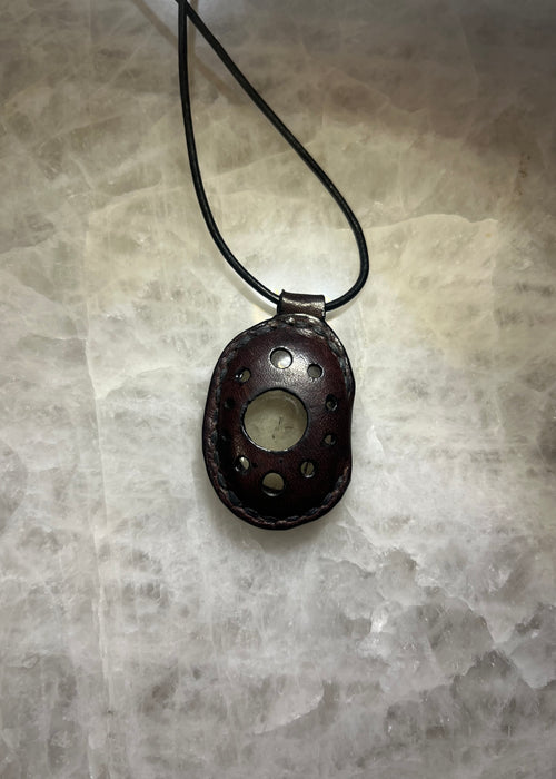 Handmade Leather Smokey Quartz Necklace