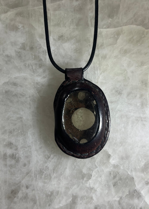 Handmade Leather Smokey Quartz Necklace