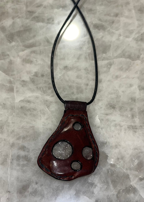 Handmade Leather Quartz Necklace