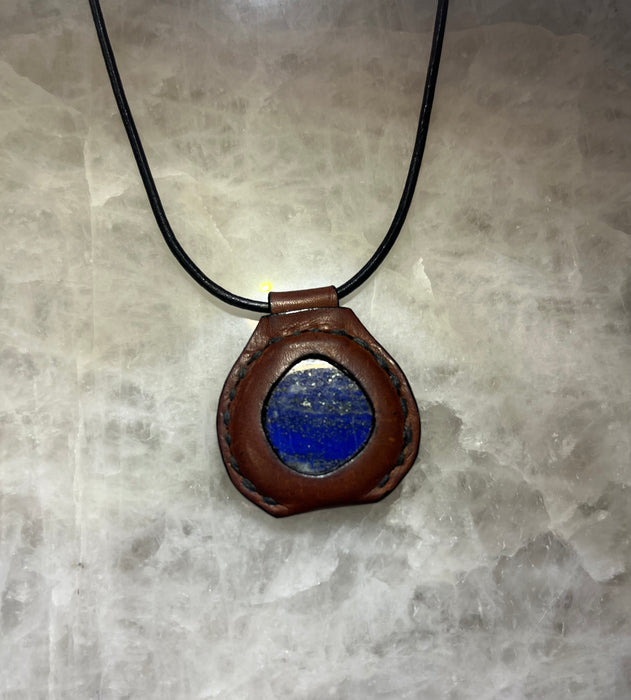 Handmade Leather Lapis Lazuli  Necklace