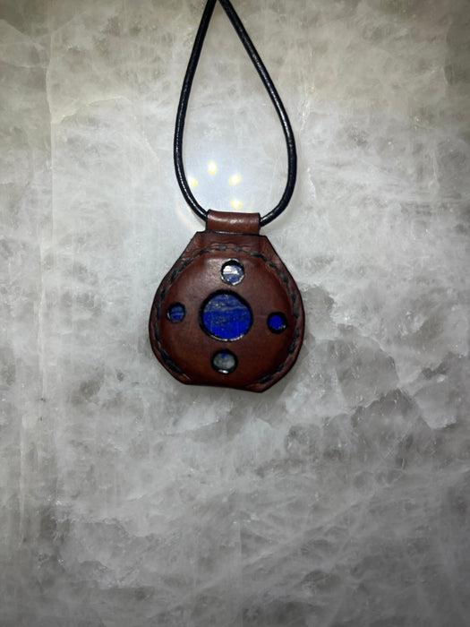 Handmade Leather Lapis Lazuli  Necklace