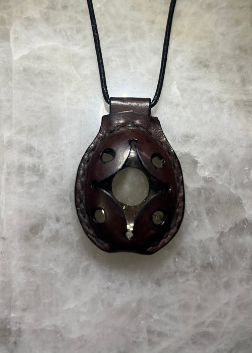 Handmade Leather Clear Quartz Necklace