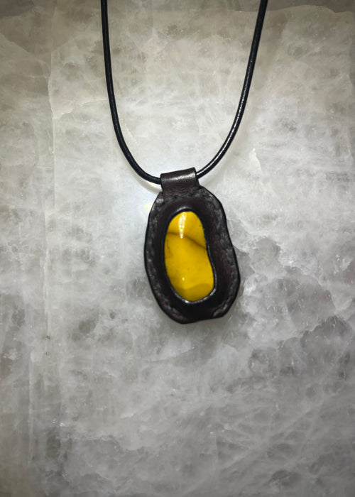 Handmade Leather Mookaite Jasper Necklace