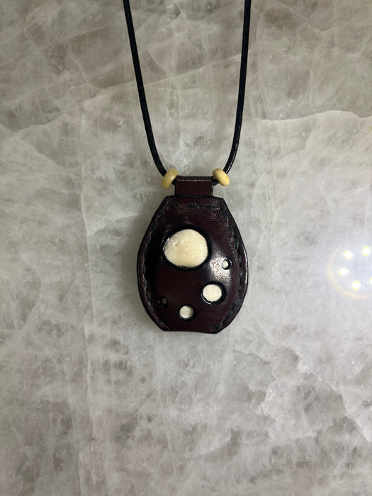Handmade Leather Spiral Shell Lid Necklace