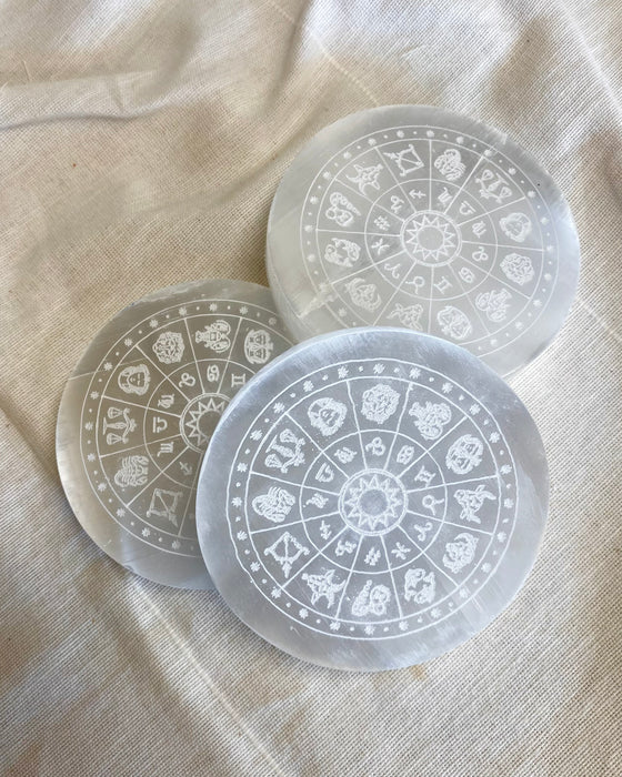 Selenite Astrology Plate