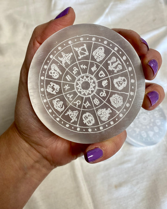 Selenite Astrology Plate