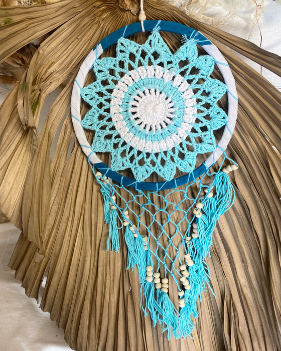 blue and white dream catcher