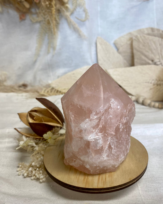 Rose Quartz Half Polished Point