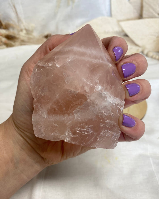 Rose Quartz Half Polished Point