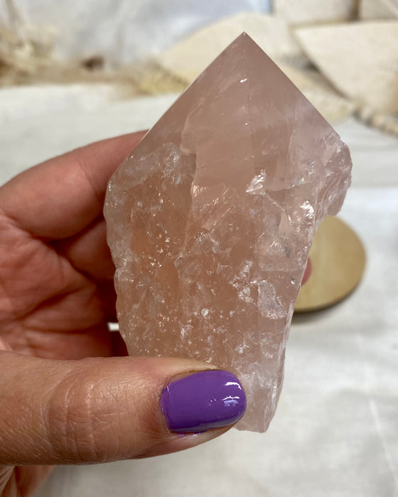 Rose Quartz Half Polished Point