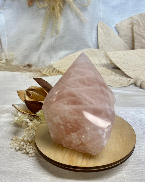 Rose Quartz Half Polished Point