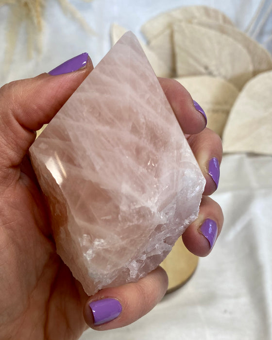 Rose Quartz Half Polished Point