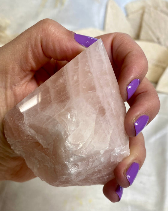 Rose Quartz Half Polished Point