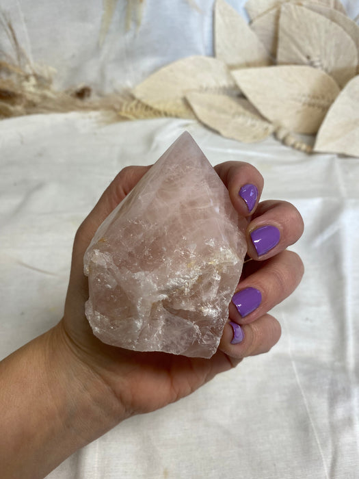 Rose Quartz Half Polished Point