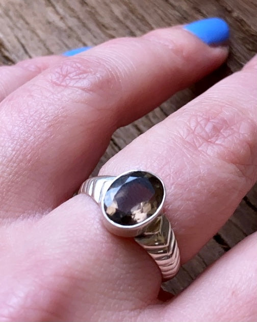 Sterling Silver Smokey Quartz Ring