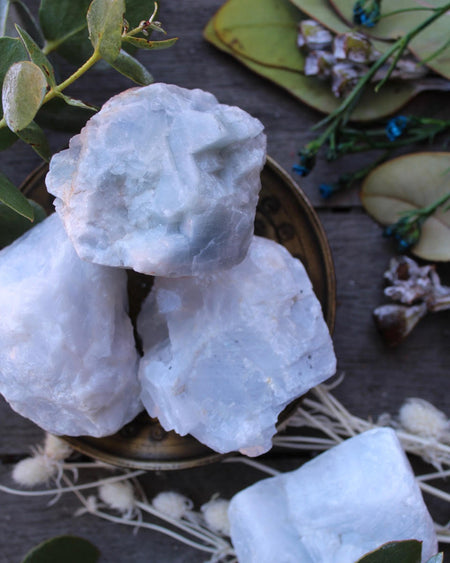 blue calcite raw