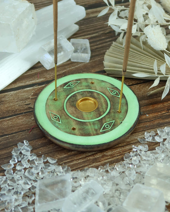 Wooden Incense disk - Green