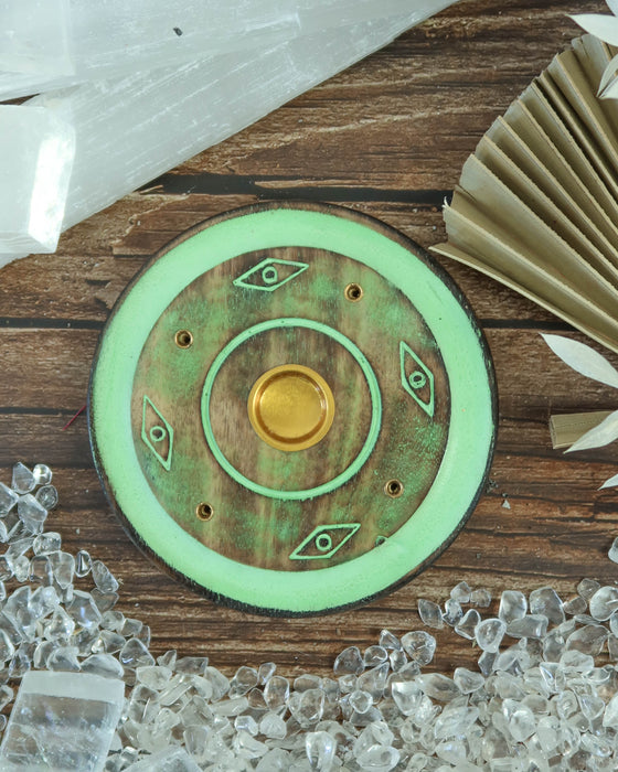 Wooden Incense disk - Green