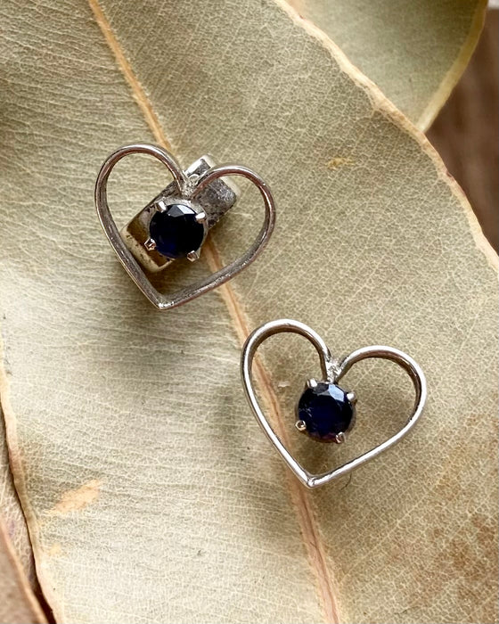 Heart Iolite Sterling Silver Earrings