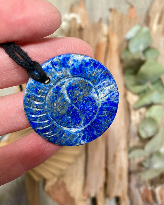 Lapis Lazuli Om/Yin Yang Pendant Necklace