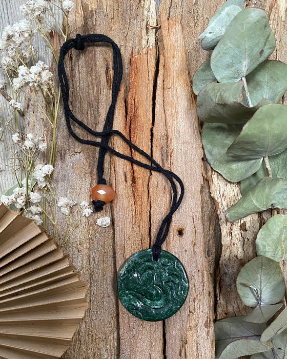 Fuchsite Om/Yin Yang Pendant Necklace