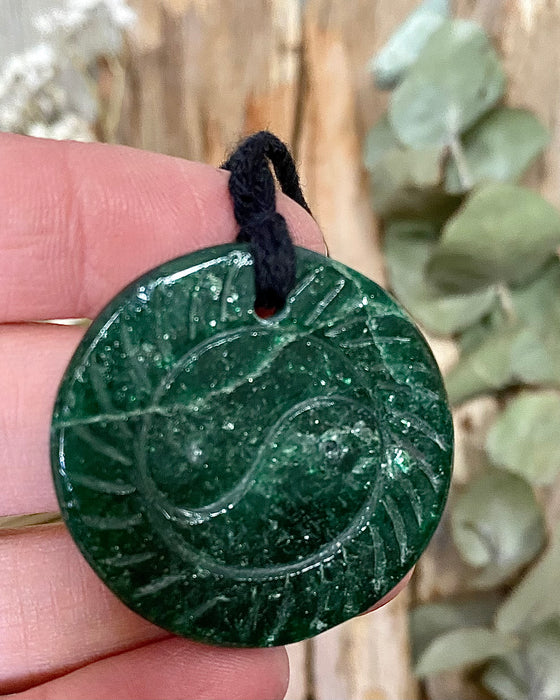 Fuchsite Om/Yin Yang Pendant Necklace