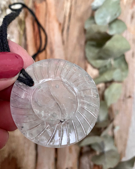 Clear Quartz Om/Yin Yang Pendant Necklace