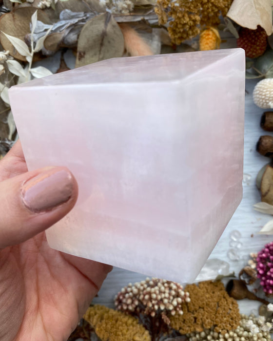 Pink Mangano Calcite Cube