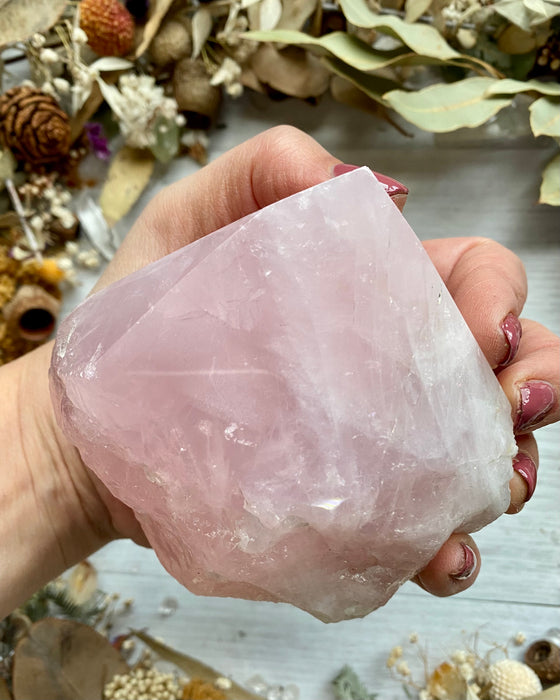 Rose Quartz Half Polished Point