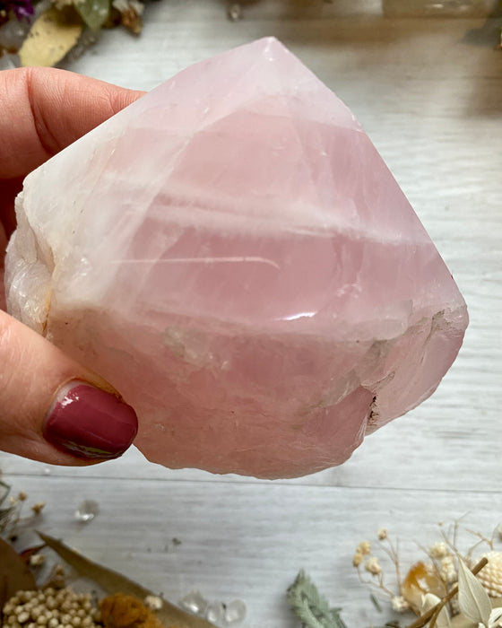 Rose Quartz Half Polished Point