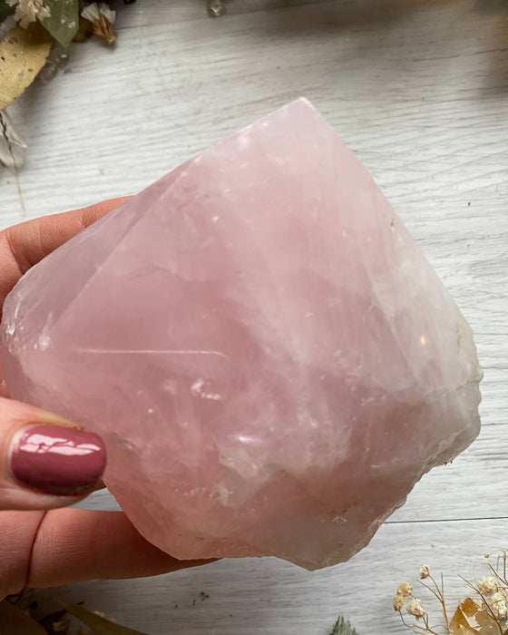 Rose Quartz Half Polished Point