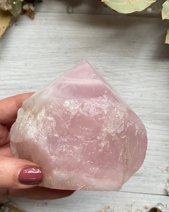 Rose Quartz Half Polished Point