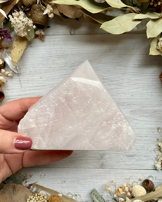 Rose Quartz Half Polished Point