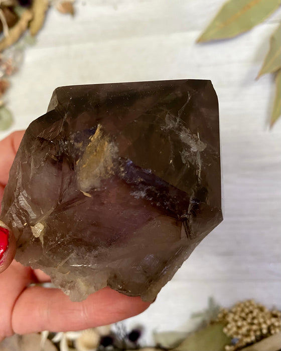 Smokey Amethyst Half Polished Point