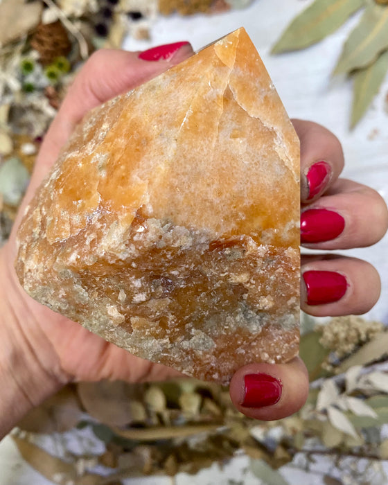 Orange Calcite Half Polished Point