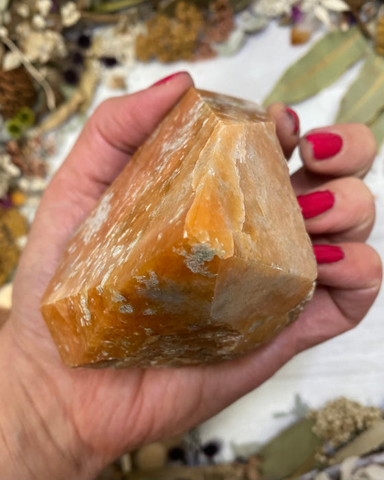 Orange Calcite Half Polished Point