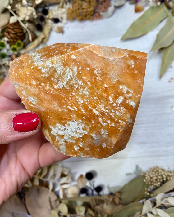 Orange Calcite Half Polished Point