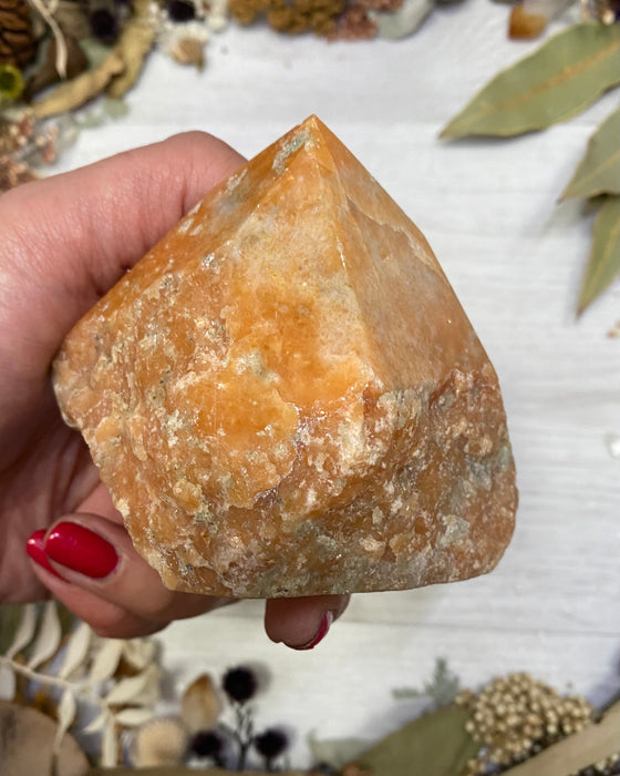 Orange Calcite Half Polished Point