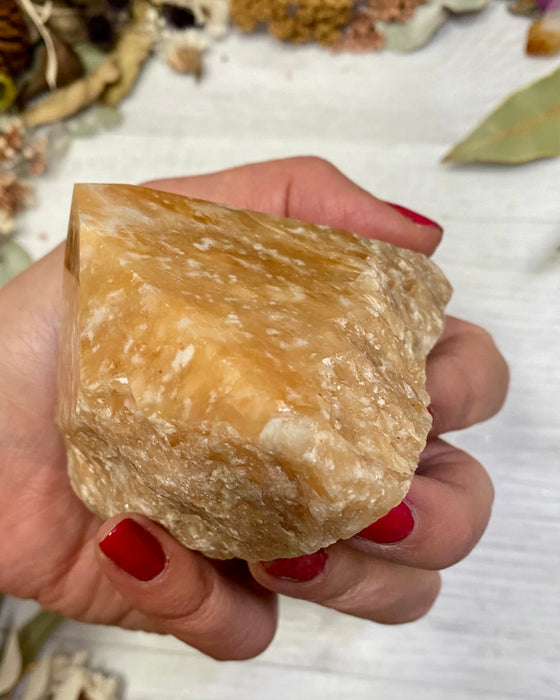 Orange Calcite Half Polished Point