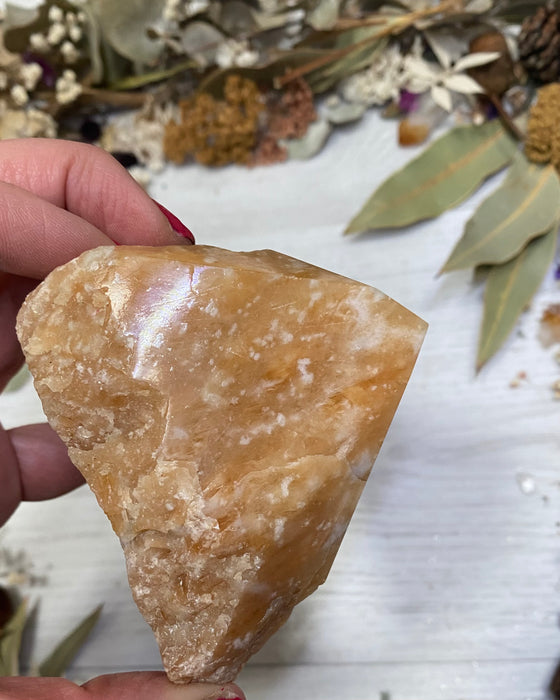 Orange Calcite Half Polished Point