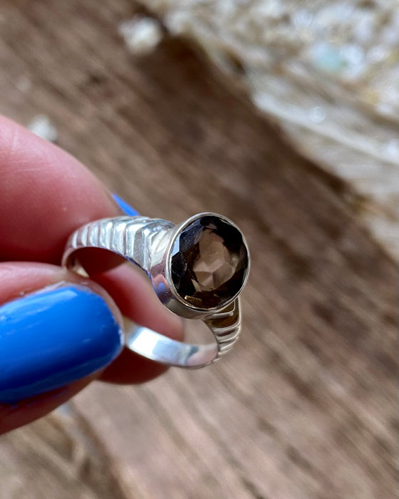 Sterling Silver Smokey Quartz Ring