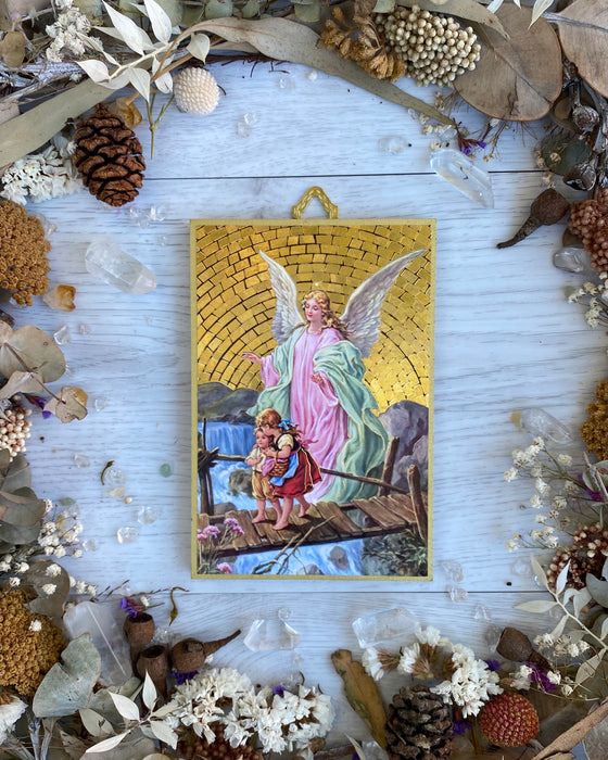 Gold Leaf Icon Wall Hanging Guardian Angel