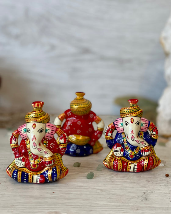 Brass Painted Ganesh Figurine