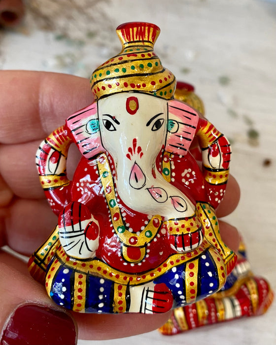 Brass Painted Ganesh Figurine