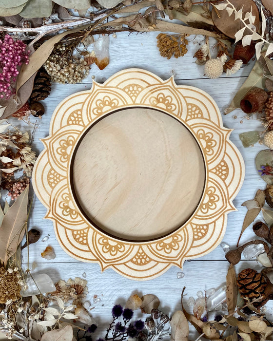 Wooden Mandala Trinket Bowl Pale