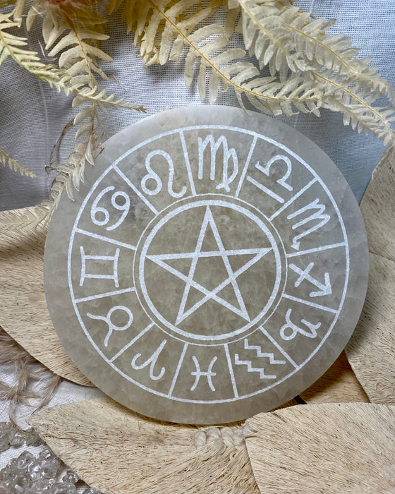 Astrology Selenite Plate