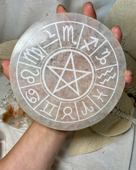 Astrology Selenite Plate