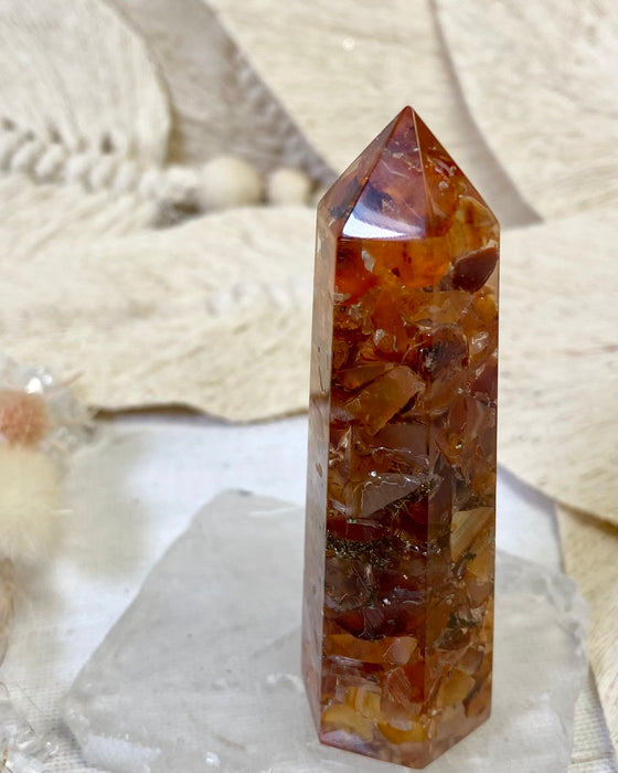 carnelian orgonite point