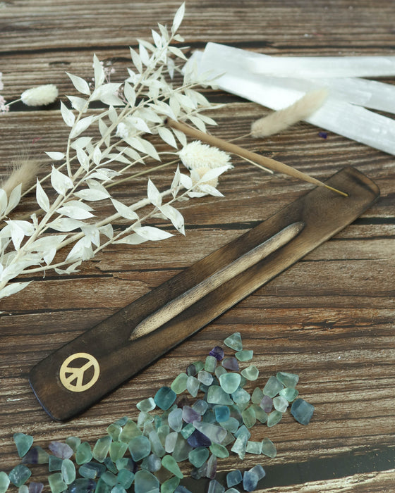 Wooden Incense Holder - Peace